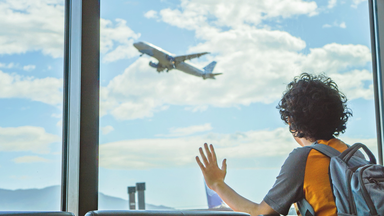 Student in an airport