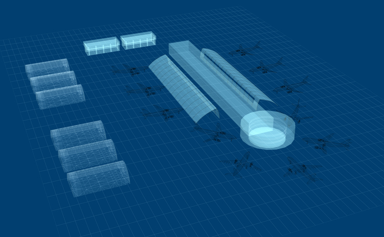 A conceptual sketch of an airport terminal