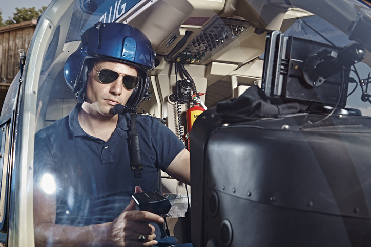 Person piloting a helicopter 