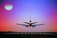 Plane landing on a runway